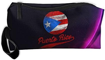 COWARAO Puerto Rico Baseball Ball Flag Puerto Rican Medicine Pouch Portable Travel Organizer Cosmetic Make Up Bag For Women Men Accessories Shampoo Personal Items