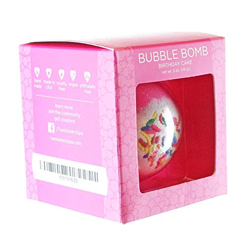 Birthday Cake Bubble Bath Bomb by Two Sisters Spa. Large 99% Natural Fizzy For Women, Teens and Kids. Moisturizes Dry Sensitive Skin. Releases Lush Color, Scent, and Bubbles. Handmade in USA Birthday Cake Bubble Bath Bomb by Two Sisters Spa. Large 99% Natural Fizzy For Women, Teens and Kids. Moisturizes Dry Sensitive Skin. Releases Lush Color, Scent, and Bubbles. Handmade in USA