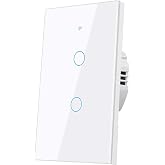 LSLIANGMEI Smart Wi-Fi Light Switch, RF433, No Neutral Wire Required, Compatible with Alexa, Google Home, Smart Life App (2-Gang)