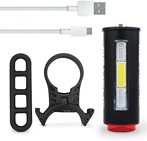 Bike Light, MEME USB Rechargeable bicycle safety warning rear tail light, waterproof cycling light universal fit on any bike or backpack - Black