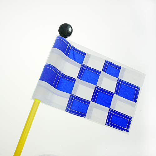Kofull Detachable Backyard Practice Golf Putting Green Flags Nylon Portable Flagstick with Cup for Yard-3 Pack (3cups, 3flags and 3poles) (White/Blue Plaid) - Thumbnail 3