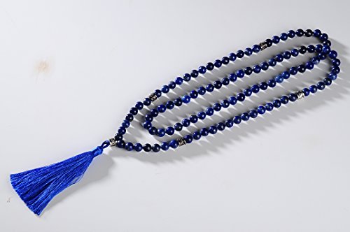 Mala Beads Necklace, Mala Bracelet, Buddhist Prayer Beads Necklace, Tassel Necklace (Lapis Lazuli)