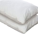HLC.ME 2-Pack 100% Cotton Down Alternative Hypo-Allergenic Bed Pillows - Made in USA - 2-Year Warranty (Queen)