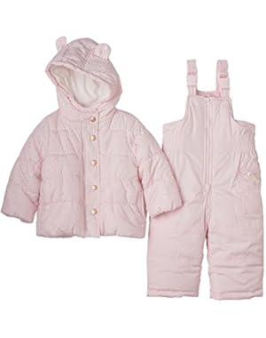 Baby Girls Two Piece Snowsuit-Light Pink With Gold