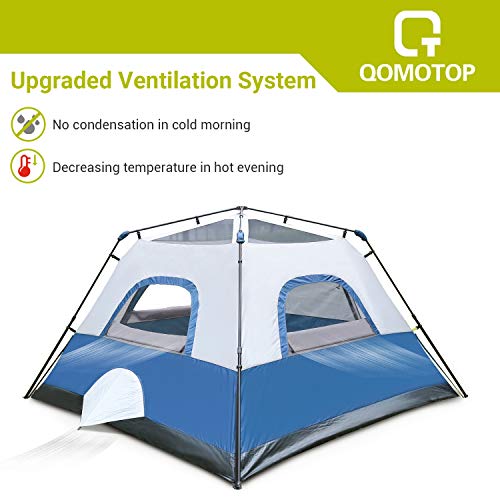 QOMOTOP Tent for Camping, 6 Person Instant Tent Equipped with Rainfly