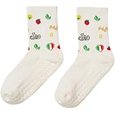 Shapes Studio Crew Half Calf Grip Socks, Cutest Fruits Pilates Socks, Ruffle socks, Non-Slip, Barre Yoga Fitness