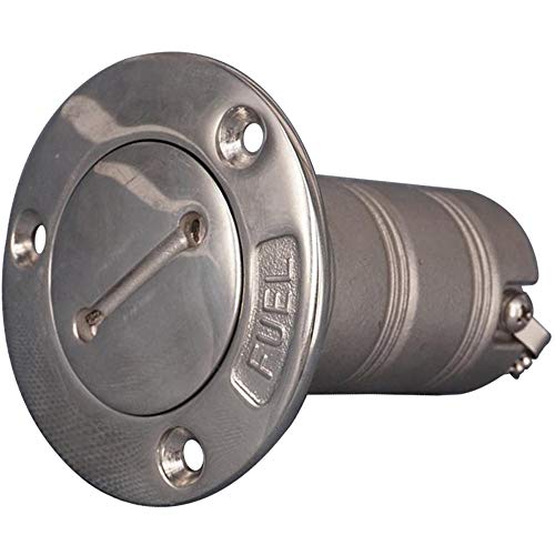 VIGORWORK 1.5inch Silver 316 Stainless Steel Boat Marine Deck Fuel Tank Filler with Pull Out Lug Fit for 38mm Fuel Hose