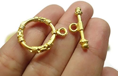 Foxy Findings 24K Gold Plated Bali Style T Bar Toggle Clasp - 1 Two Piece Set - RFG017