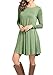 Peassa Womens Plain Long Sleeve Pockets Casual Swing T shirt Dress Green M