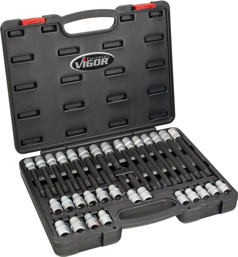Vigor V2201 Ribe Screwdriver Socket Assortment Set, 1/2