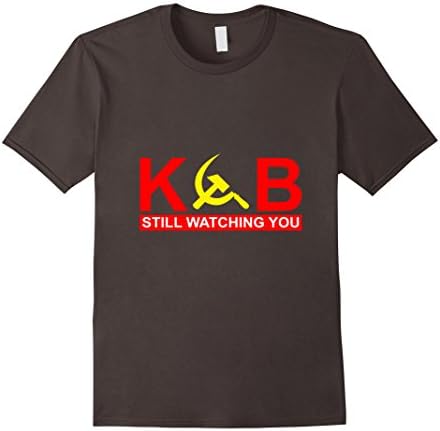 Men's KGB Still Watching You - Soviet Communism Russian Shirt Large Asphalt