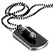 Flongo 1 Pair of Bullet Army Dog Tag Pendant Necklace Mens, 27.5 inch Chain, Black