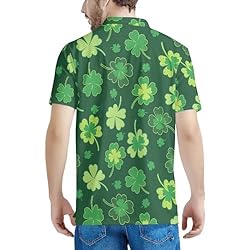 HUGS IDEA Green Clovers Polo Shirts for Men