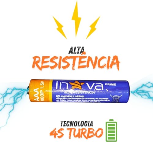 Kit 12 Pilhas AAA Inova Prime 1,5V Zinco Carbono – Palito – Alta Duração, Energia Estável e Maior Resistência