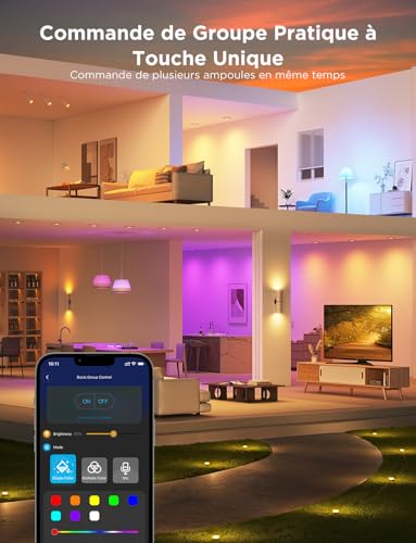 Govee WiFi Smart Bulb, GU10 RGBWW LED Bulb Works with Matter, Alexa and Google Home, 400LM Smart GU10 Lamp, Dimmable, 16 Million Colours, Music Sync, 4 Pack