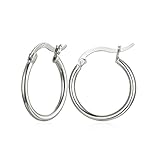 Silver Earrings, Rose Gold 925 Sterling Silver High Polished Round-Tube Small Hoop Earrings for Women Men