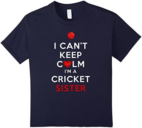 Kids I Can't Keep Calm I'm a Cricket Sister Shirt 12 Navy