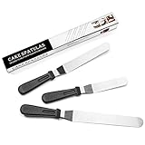 SlowTime Kitchen Professional 3-Piece Offset Frosting Spatula Set With Stainless Steel Blades