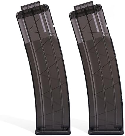 Worker Magazines 2 Pack 22-Darts Quick Reload Clip Banana Clip Magazine Clip for nerf n-strike elite accustrike series nerf modulus series (Transparent Black)