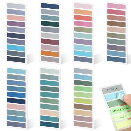 Euqvunn 1400 Pieces Adhesive Markers, 7 Pads, 70 Colors Sticky Bookmarks, Transparent Sticky Notes, Repositionable Translucent Eyelash Indexes for Office and Planning