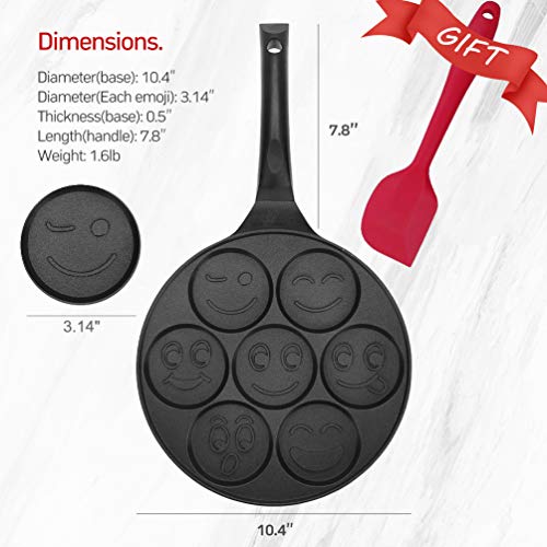 Emoji Smiley Face Pancake Pan, Ejoyway Nonstick Pancake Griddle with 7