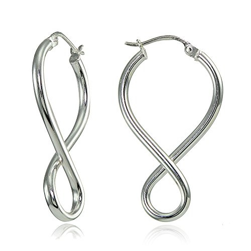 Hoops & Loops Sterling Silver Round Tube Figure 8 Infinity Polished Drop Earrings