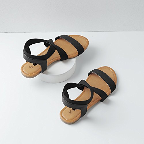Rekayla Elastic Ankle Wrap Flat Sandals for Women Black 09 - Thumbnail 3
