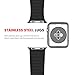 BRG Leather Loop with Adjustable Magnetic Closure iWatch Band Replacement Strap for Apple Watch Series 2 Series 1 Sport Edition 38mm Medium - Black