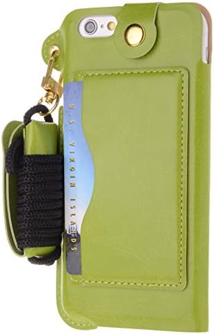 iPhone 6s Case, Boilfish iPhone 6 (4.7) Case [Neck Strap Series] [Card Holder] - Leather Case for iPhone 6 (4.7) - Kick Stand (PULPC-T-001)iPhone 6s (4.7in) Lemon Green