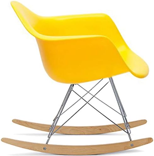 Amazon Com 2xhome Yellow Mid Century Modern Molded Shell Designer Plastic Rocking Chair Chairs Armchair Arm Chair Patio Lounge Garden Nursery Living Room Rocker Replica Decor Furniture Dsw Chrome Kitchen Dining