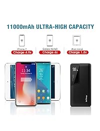 Uni Yeap POS100   Cargador portátil (11000 mAh, con entrada adicional tipo C y ultrafina, con pantalla LCD completa, para iPhone, iPad, Samsung Galaxy y todos los teléfonos inteligentes)