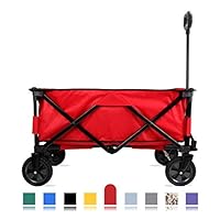 CROWNSTARQI Folding Camping Wagon/Cart - Collapsible Heavy Duty Utility for Garden/Beach/Out Door/Red