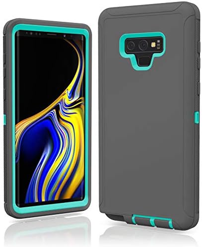 FastSun Samsung Galaxy Note 9 Defender Case, Protective Defender Shockproof Hybrid Case Dual Layer Design Hard Cover for Samsung Galaxy Note 9 (Gray-Teal)