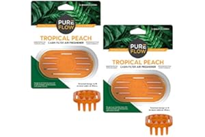 Pureflow Cabin Filter Air Freshener with Odor Eliminator – Fits on Most Car, Truck, and SUV Cabin Air Filters - Tropical Peach (Pack of 2)