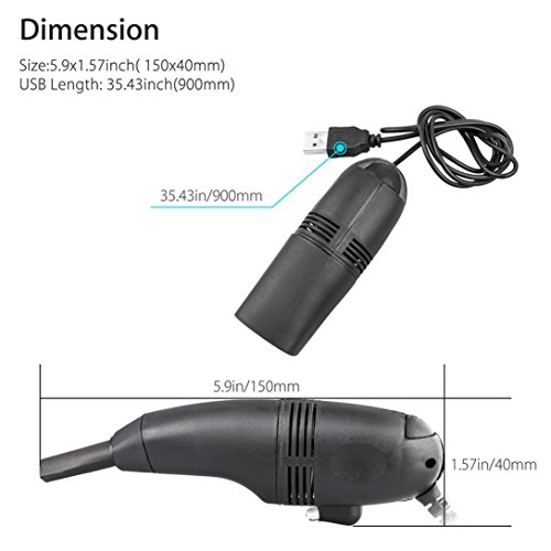 Lotus.Flower Portable Mini Computer Vacuum USB Keyboard Cleaner PC Laptop Brush Dust Cleaning Kit for Keyboard, Printer, Camera Equipment, Audio-Visual Equipment,Office Electronic Equipment (Black) - Thumbnail 2