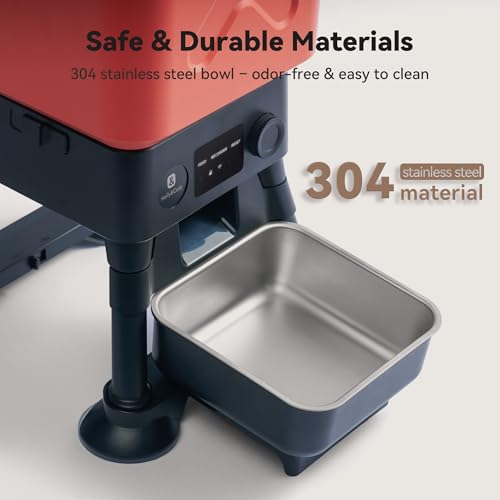 14L Automatic Dog Feeder for Large Dogs Extra Capacity Anti-Lock Automatic Dog Food Dispenser Dual Feeder Stainless Steel Bowl