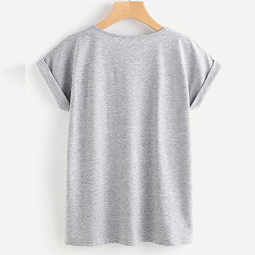 Blouse For Women,Toponly Women's Pineapple Print Pocket T-shirt Short Sleeves Cotton Tops (Fashion Gray, XL)