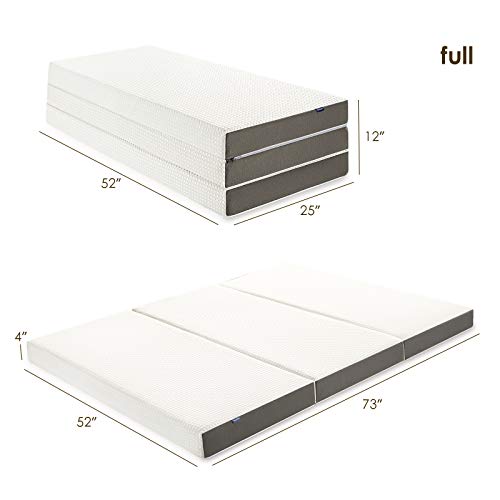 Inofia 4 Inch Full Folding Mattress, Trifold Portable Memory Foam