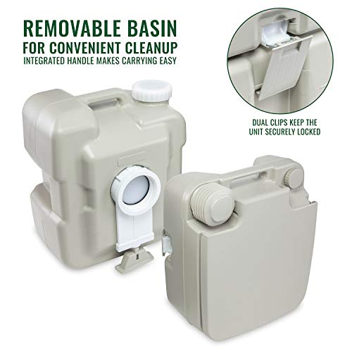 Hike Crew Outdoor Portable Toilet Porta Potty with Detachable Compartments and Bellows Pump Flush for Camping, Hiking, Boating & Travel Trailer - 5.3 Gallon (20L)