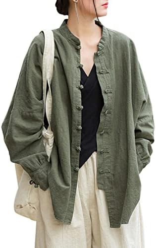 NFYM Women's Retro Button Down Shirts Open Front Long Sleeve