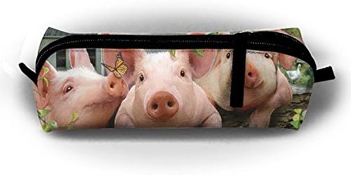 Cartoon Pig Butterfly Rooster Flower Pen Pencil Stationery Bag Makeup Case Travel Cosmetic Brush Accessories Toiletries Pouch Bags Zipper Resistance Carry Handle Power Lines Hanging Handbag Documents