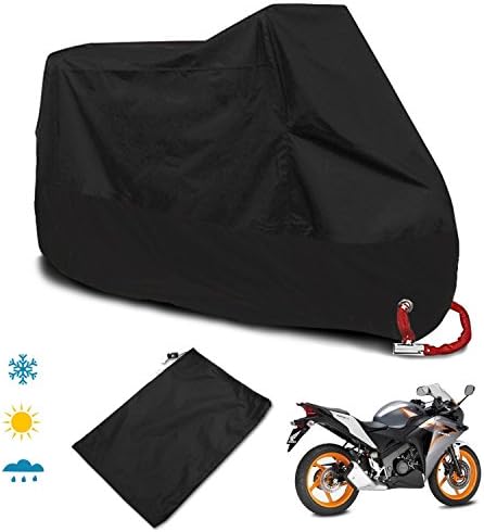 Motorcycle Cover, Motorbike Cover Waterproof Motorcycle Storage Bag Polyester Cloth Outdoor Protection Motorcycle Shelter with Anti-theft Lock-holes for for Honda, Yamaha, Suzuki, Harley XXXL