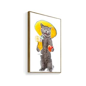 Framed Canvas Wall Art for Living Room, Bedroom Humorous Cat Canvas Prints for Home Decoration Ready to Hanging - 16x24 inches