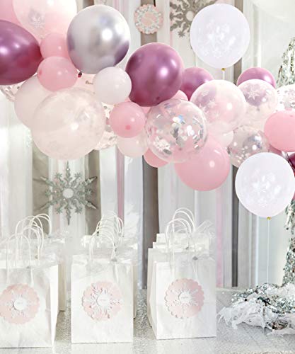 106 Pack Snowflake Balloon Garland Winter Wonderland Party Decorations Pink and Silver for Baby Show - //medicalbooks.filipinodoctors.org