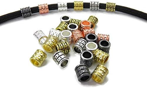 1/2/5/10/50 pieces. Metal Beads, Beads, Spacers, Charms PU Leather 6 Colours For Paracord, jewellery etc.6x6 mm Hole Size 3.7 mm, Rosé Gold, 2x