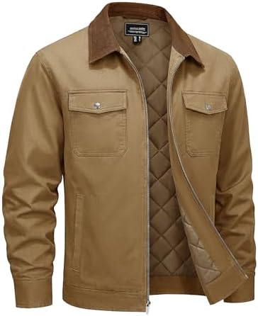 Zeiyignr Men's Lightweight Trucker Jacket Casual Cotton Work
