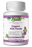 120 Ct 1500mg Pure Organic Milk Thistle Supplement Capsules of 4:1 Milk Thistle Seed Pills  Max Concentration Silymarin Extract for Liver Function Support, Detox & Cleanse  LEAN Nutraceuticals