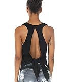 icyzone Sexy Yoga Tops Workout Clothes Racerback Tank Top For Sport Women (S, Black)