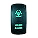 QUNQI STAR 5 pin Laser Backlit Rocker Switch ZOMBIE LIGHTS 20A 12V On/off LED Light Toggle Switch (Green)