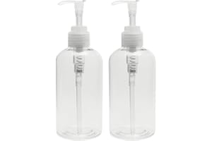 SERIOUS SOIL Plastic Bottles with Pump Dispenser, 8 oz. | Leak Proof, Empty, Crystal Clear Refillable Bottle, BPA-Free for Body Wash, Moisturizer, Face Cream, Liquid Soap, Massage Oil, with a Clear Pump, (2-Pack)